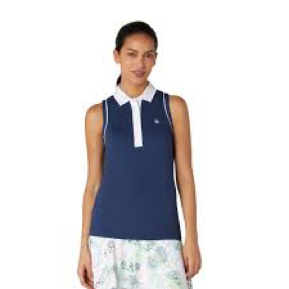Original Penguin Women's Navy and White Tank Top
